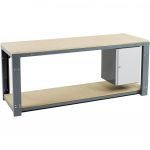 Heavy Duty Steel Work Bench with Wood Top Cupboard