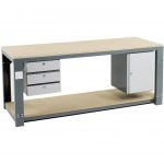 Heavy Duty Steel Work Bench with Wood Top Drawers